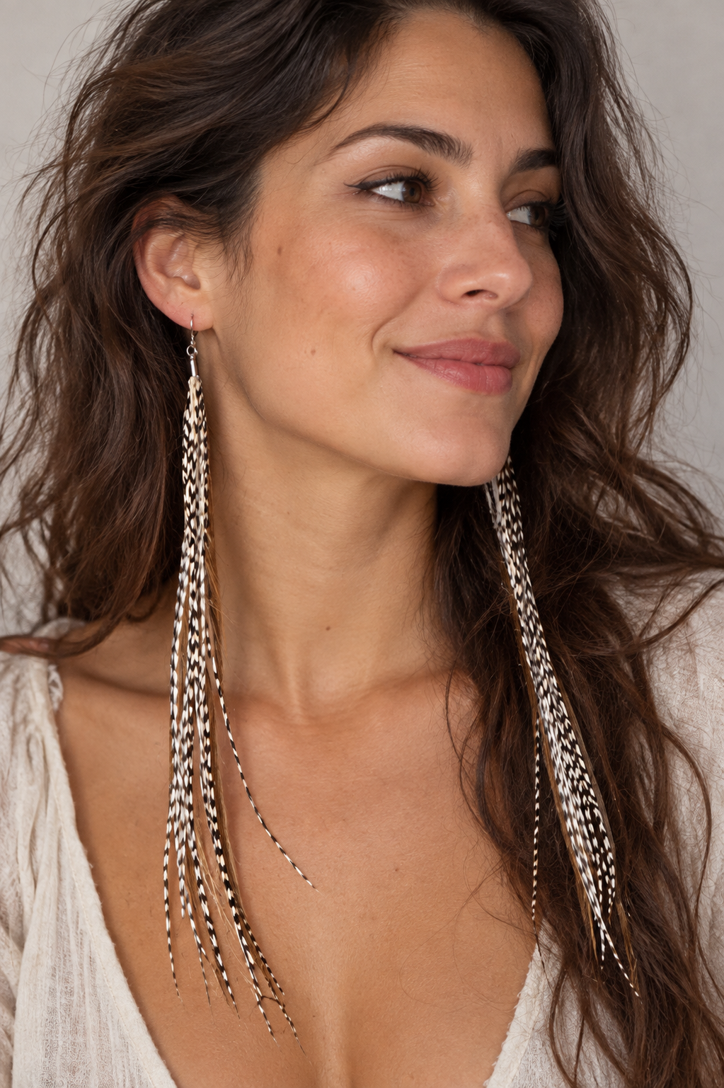 Grizzly feathers earrings
