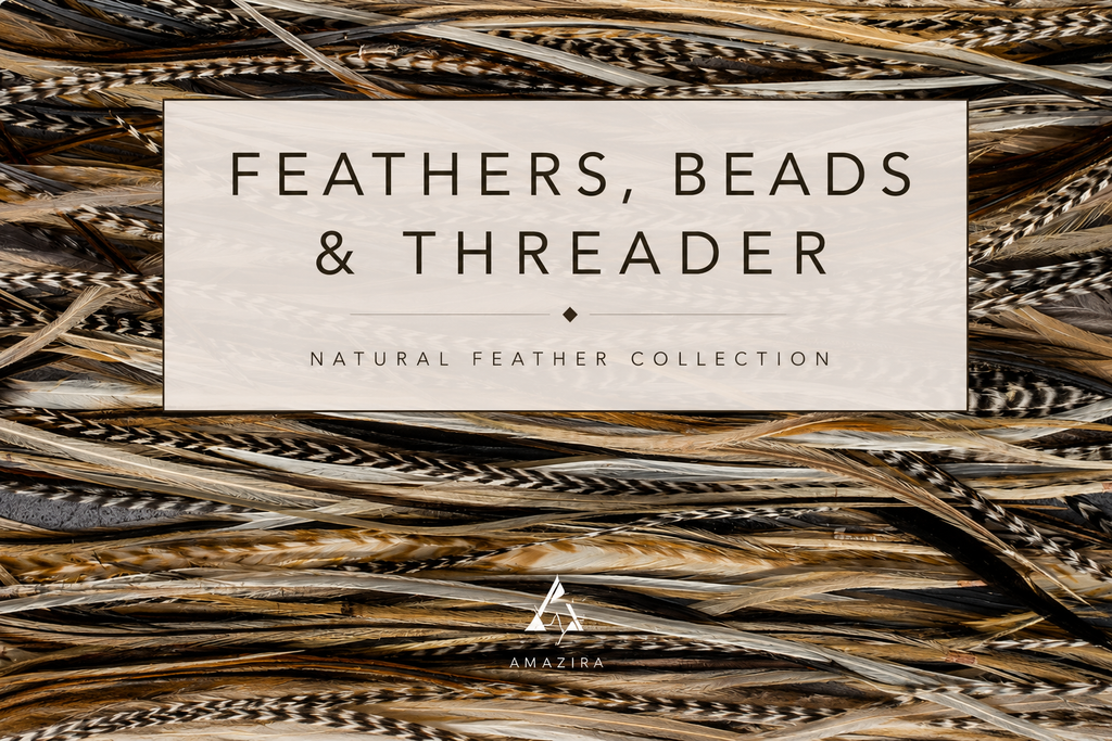 DIY 5 Feather Hair Extension Kit, 6-25cm / 6-15''