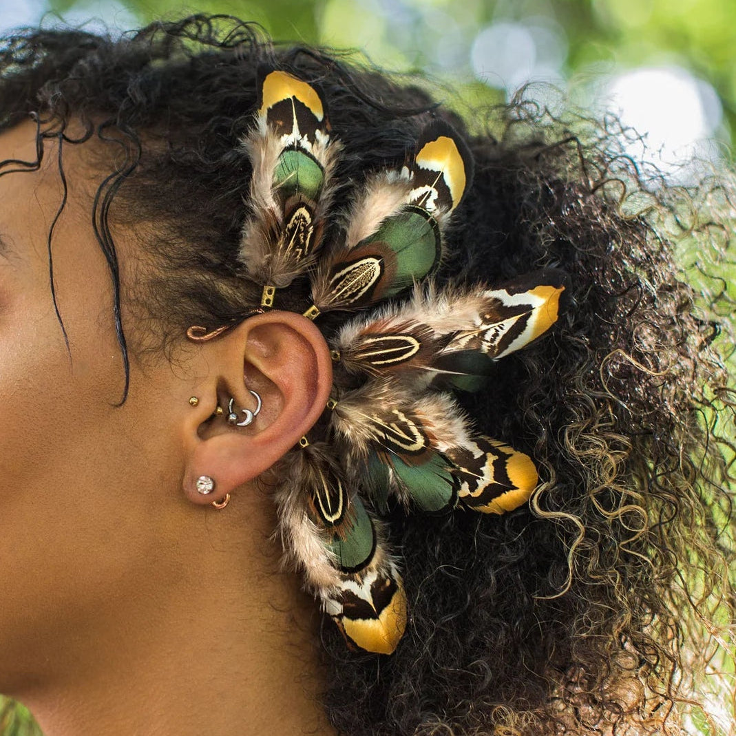 Feather wedding ear wrap