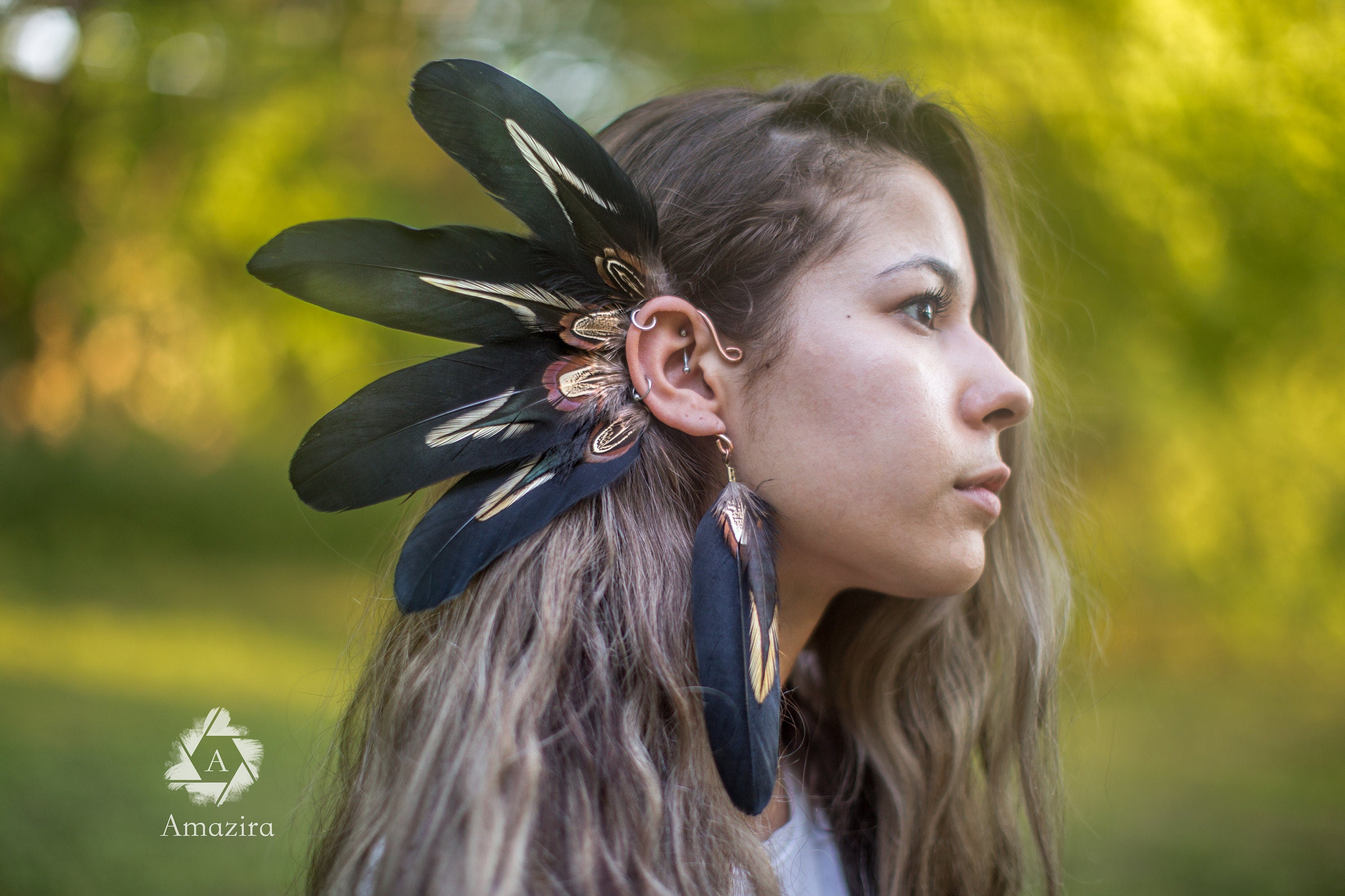 Festival earrings, tribal earrings, hair feathers, rooster feathers, natural feathers, burning man costume, feather earrings, burning man