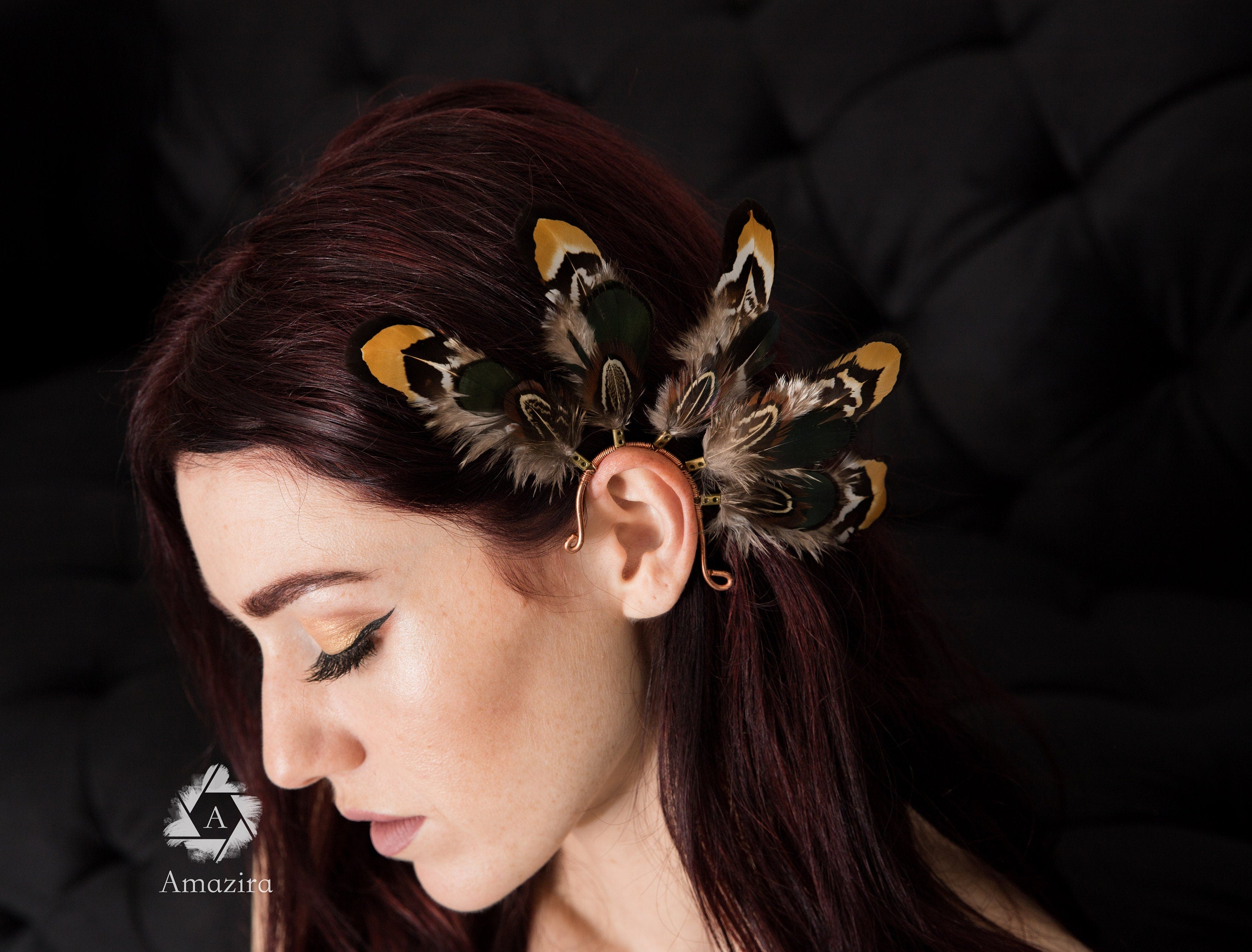 Feather wedding ear wrap