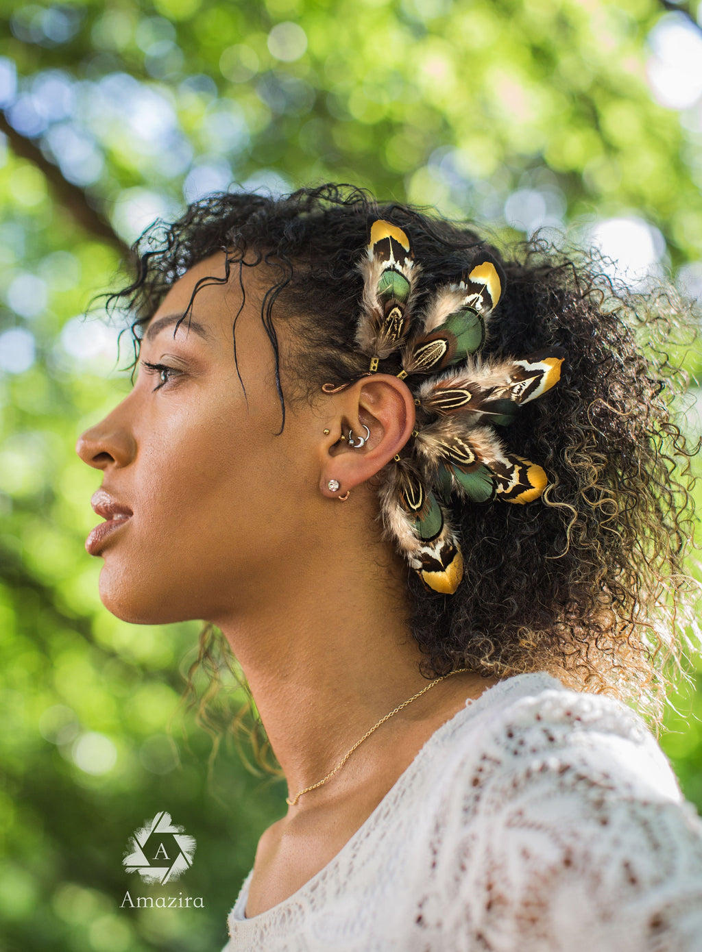 Feather wedding ear wrap