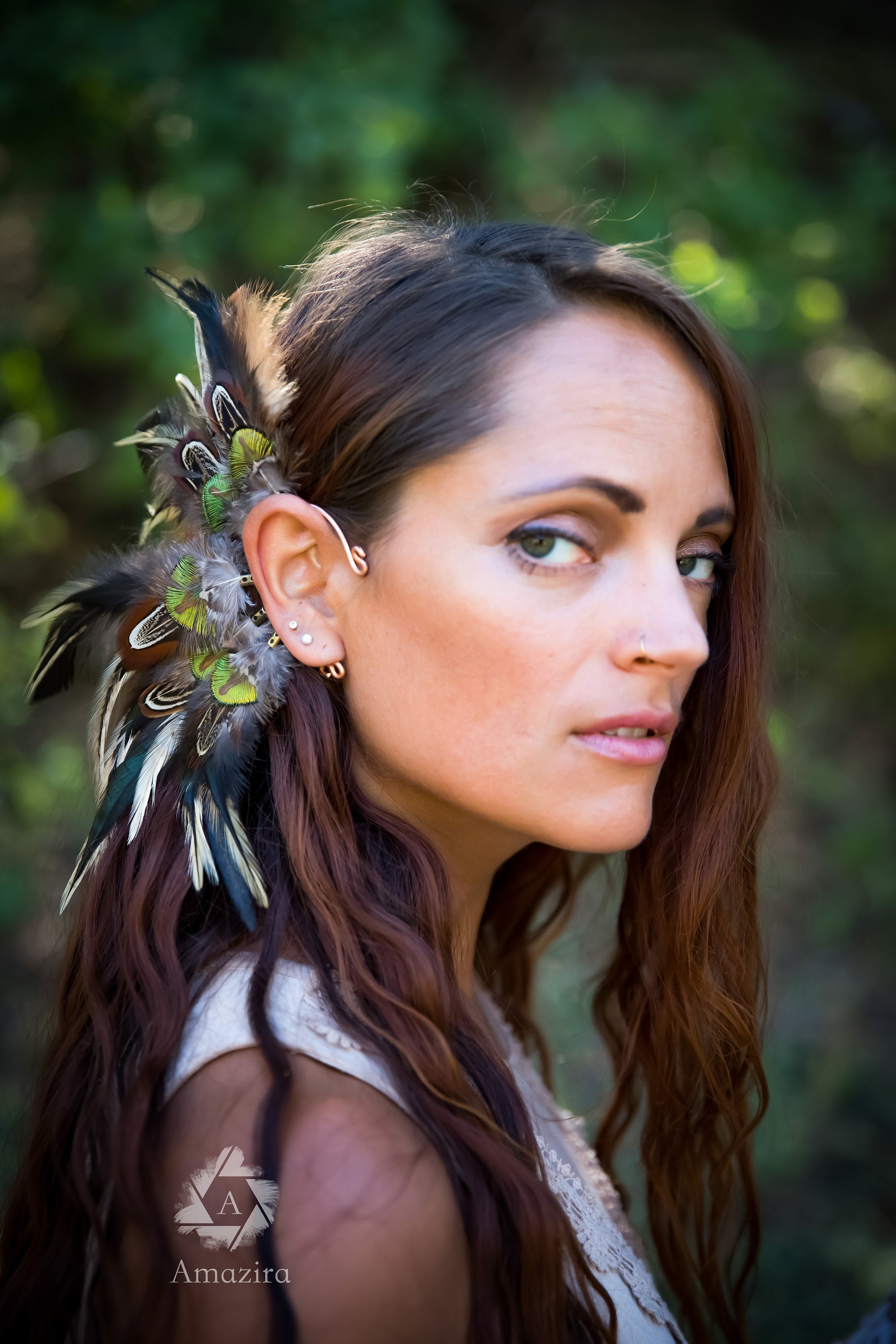 Tribal feather shamanic ear wrap