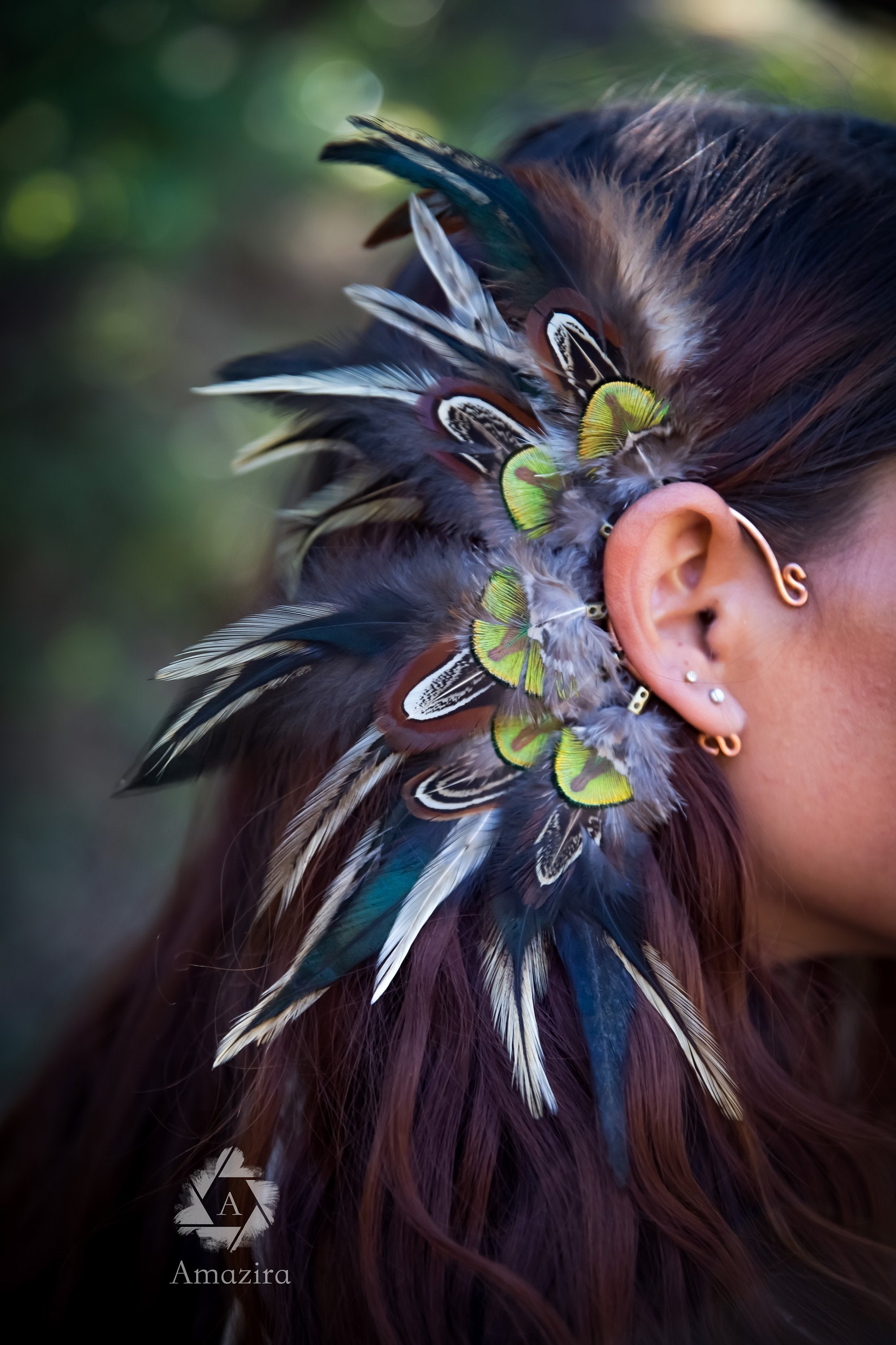Tribal feather shamanic ear wrap