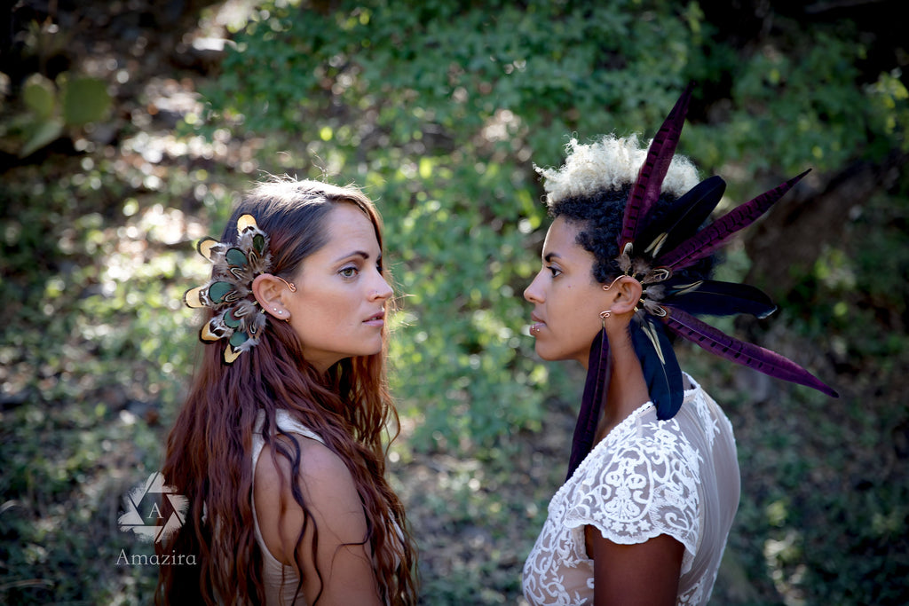 Feather wedding ear wrap