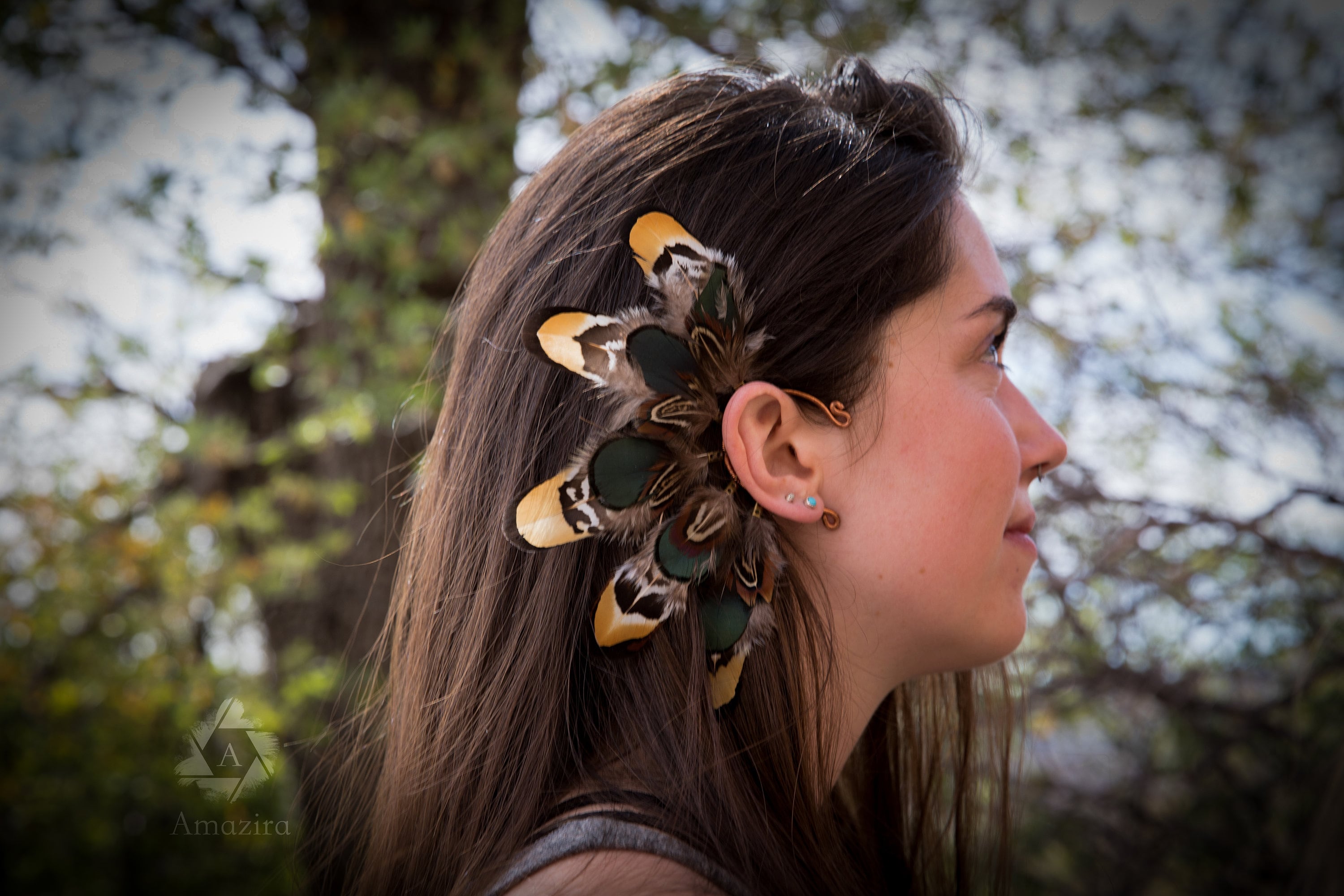Feather wedding ear wrap