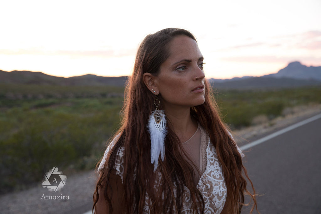White bohemian earring