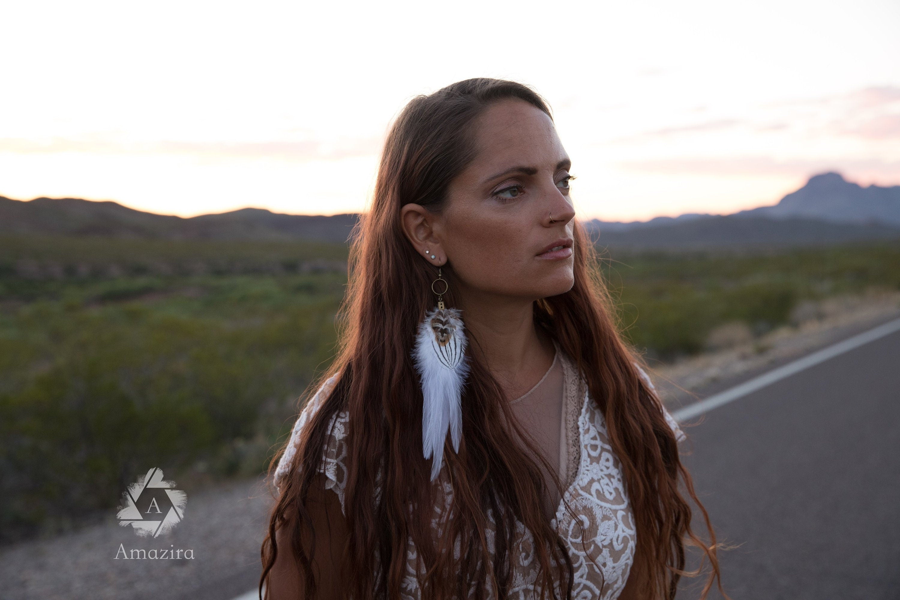 White bohemian earring