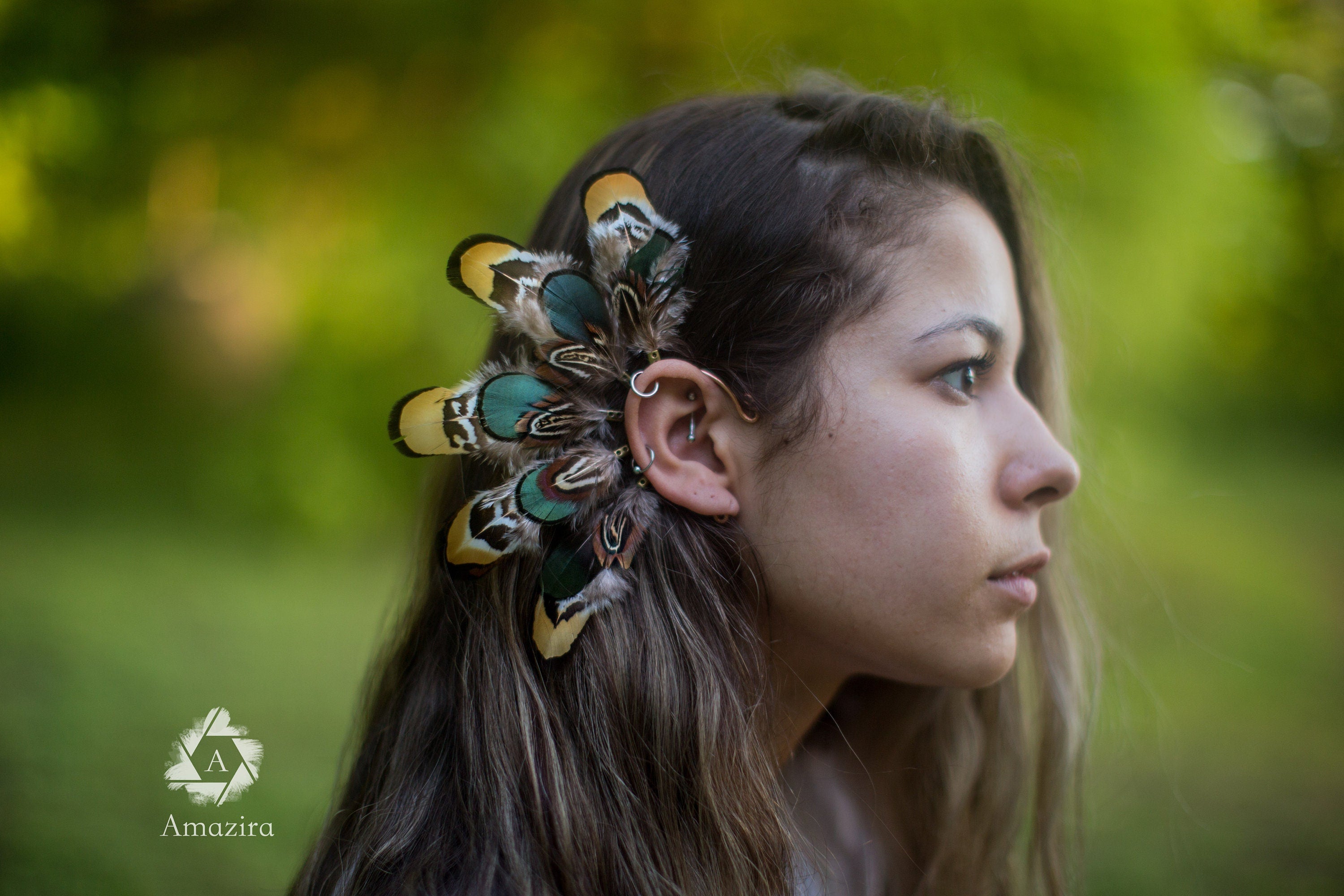Feather wedding ear wrap