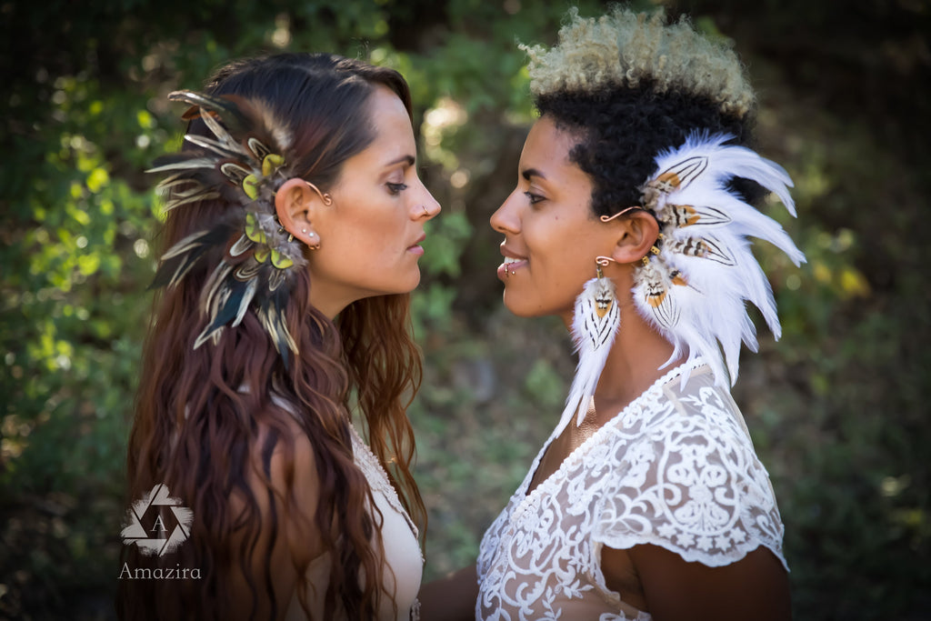 Tribal feather shamanic ear wrap