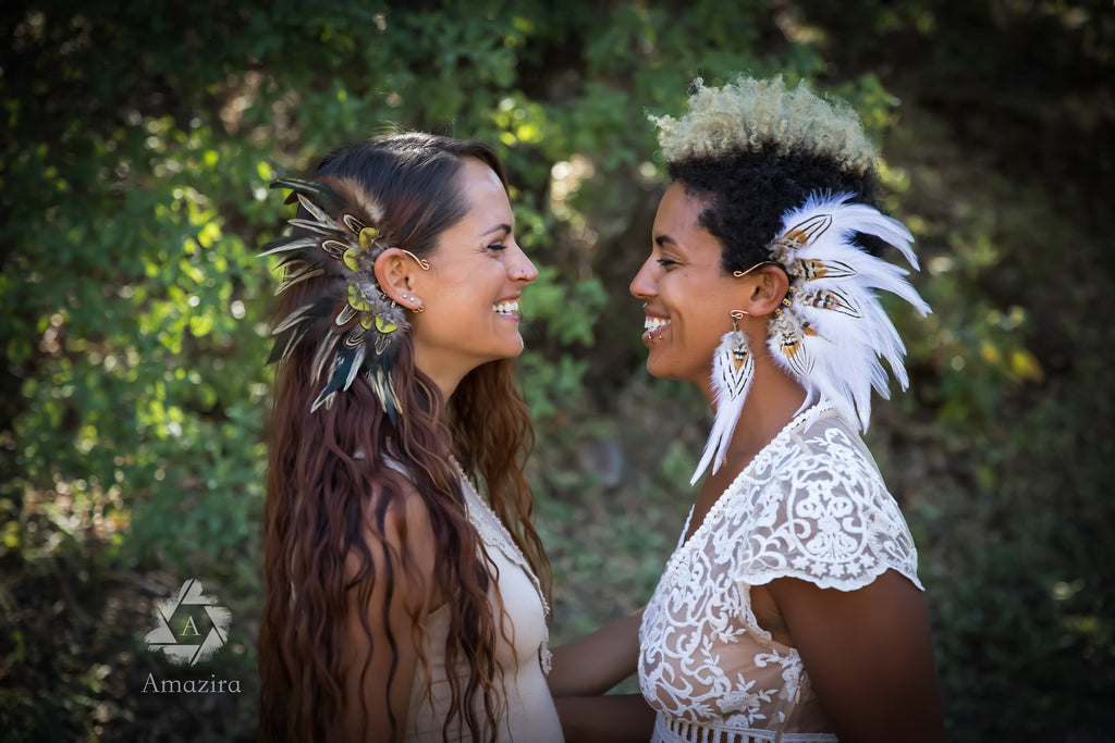 Tribal feather shamanic ear wrap