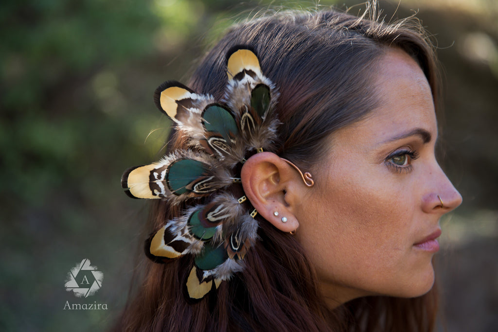 Feather wedding ear wrap
