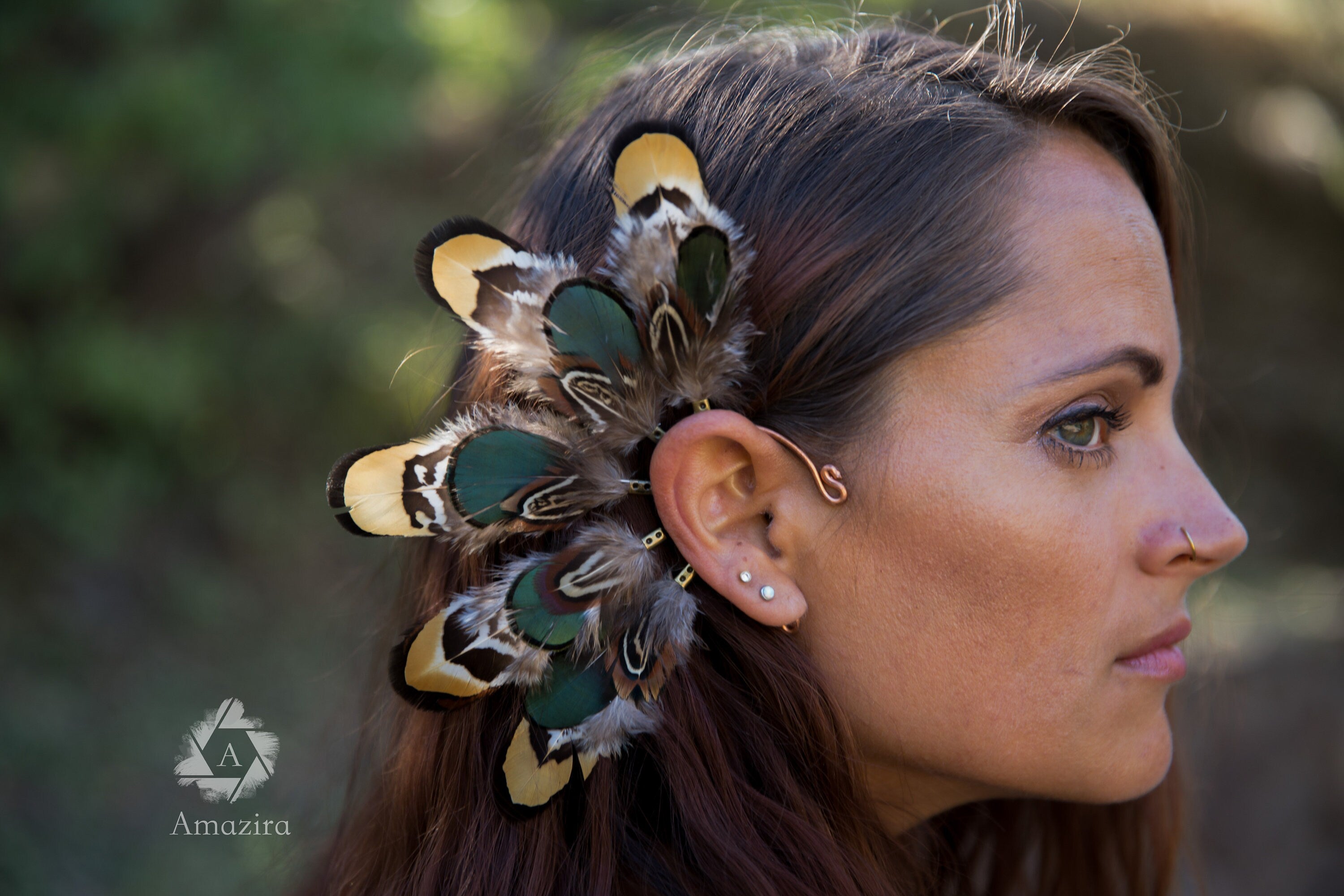 Feather wedding ear wrap