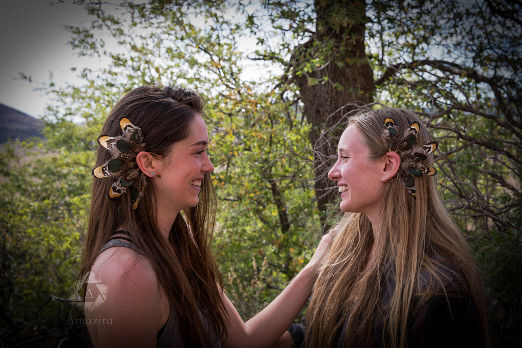Feather wedding ear wrap
