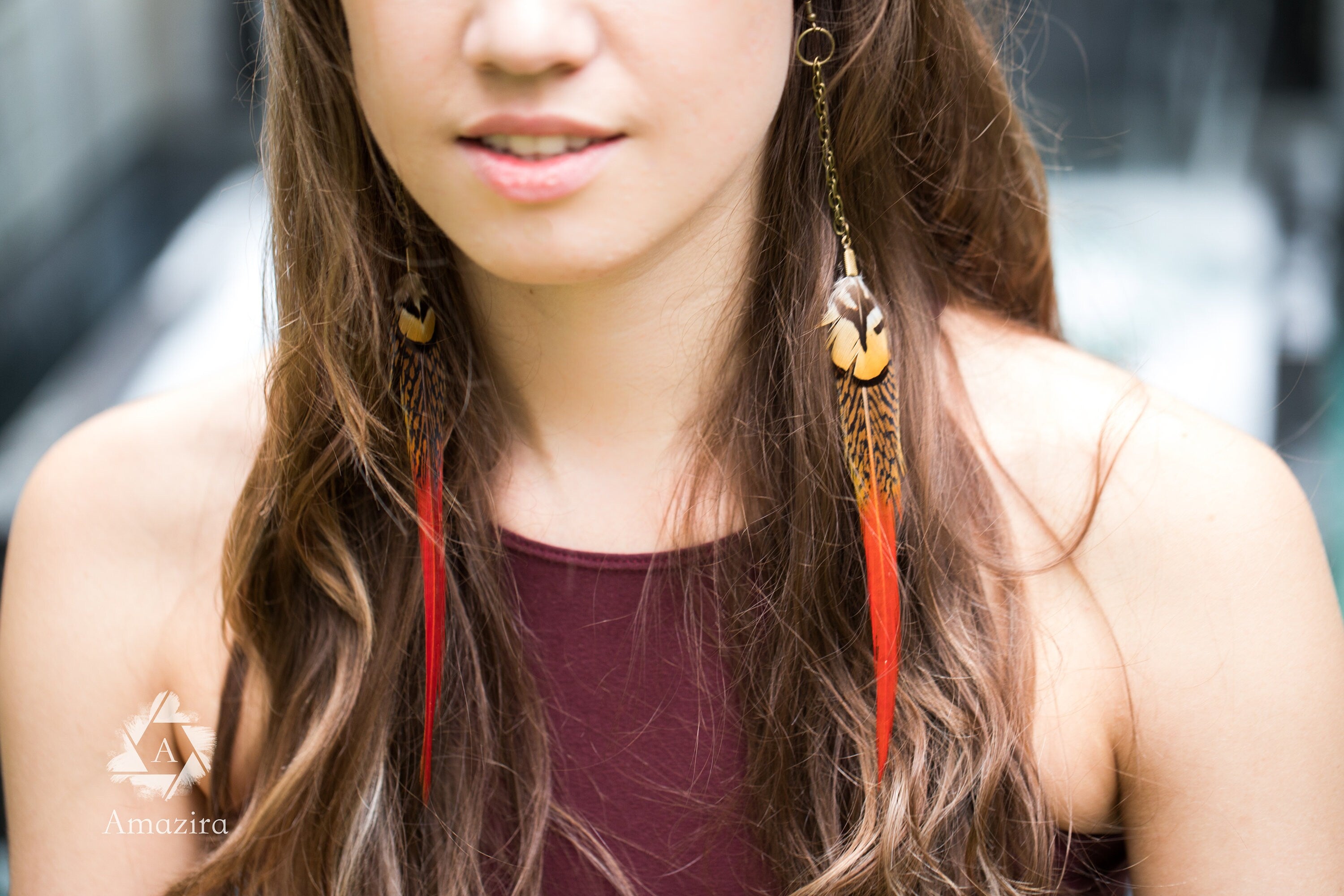 Rote Schwertfedern-Ohrringe