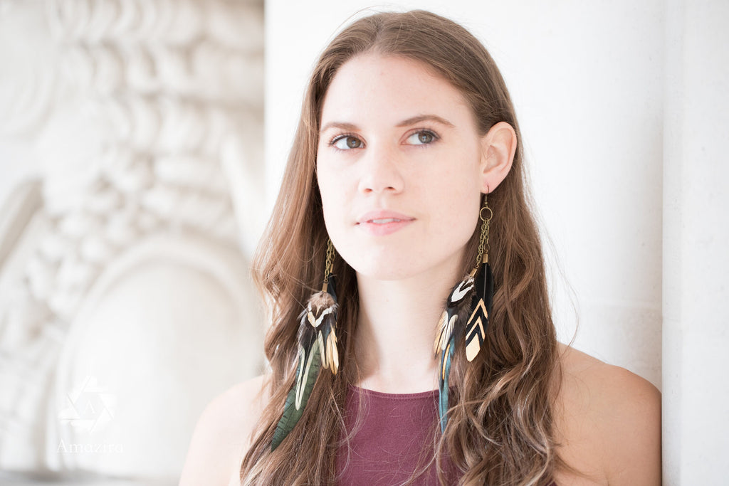 Black & Gold drop chain earrings