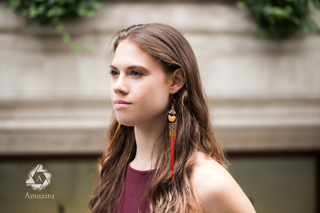 Rote Schwertfedern-Ohrringe