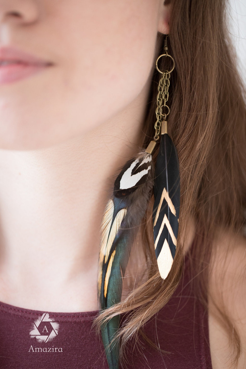 Black & Gold drop chain earrings