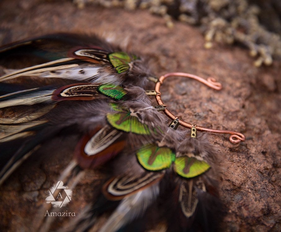 Tribal feather shamanic ear wrap