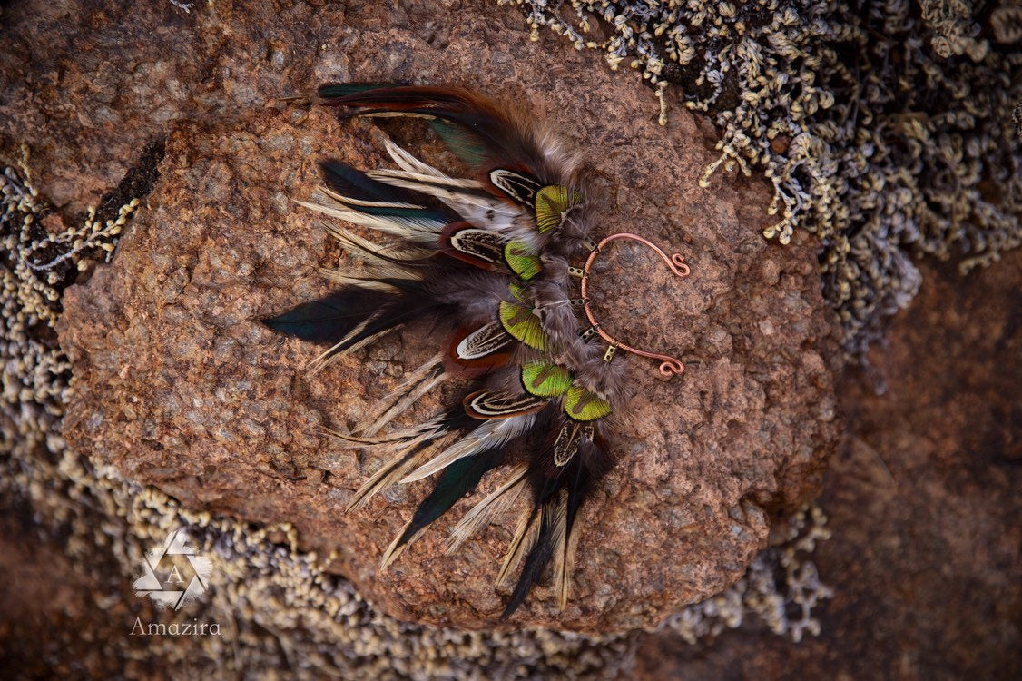 Tribal feather shamanic ear wrap