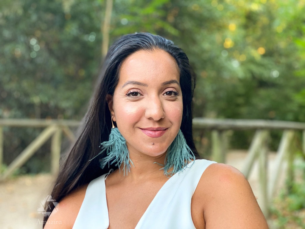 Ostrich unique tassle earrings