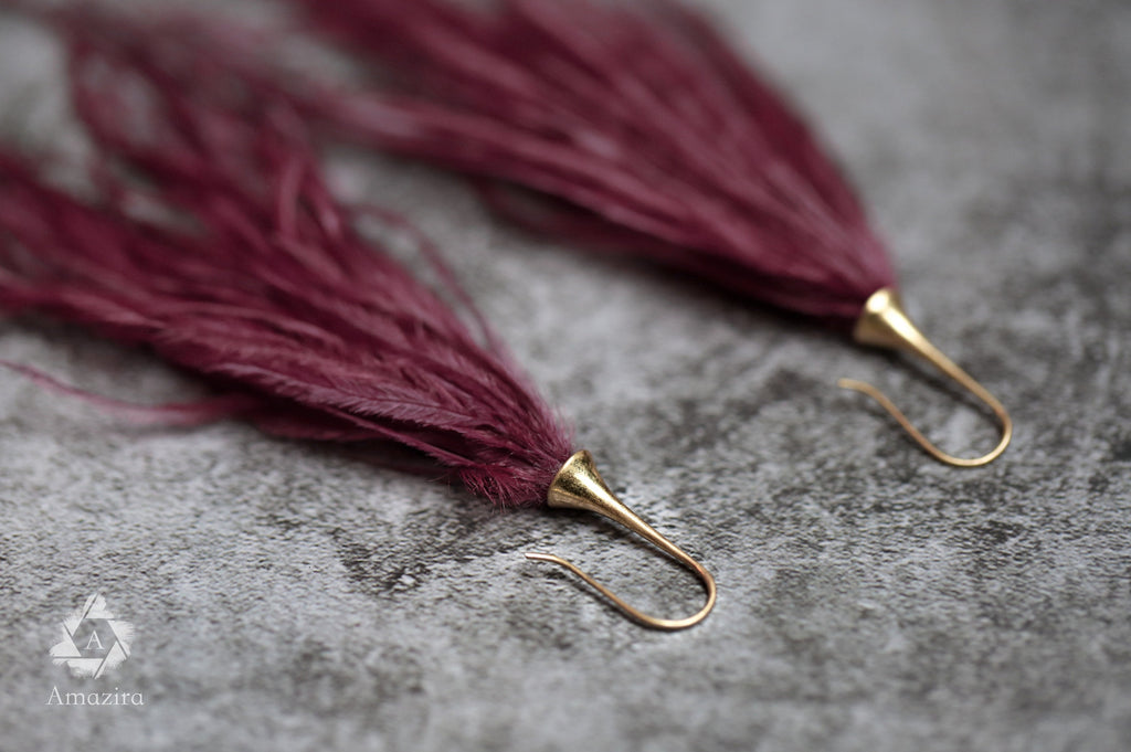 Ostrich Dangle tassel earrings
