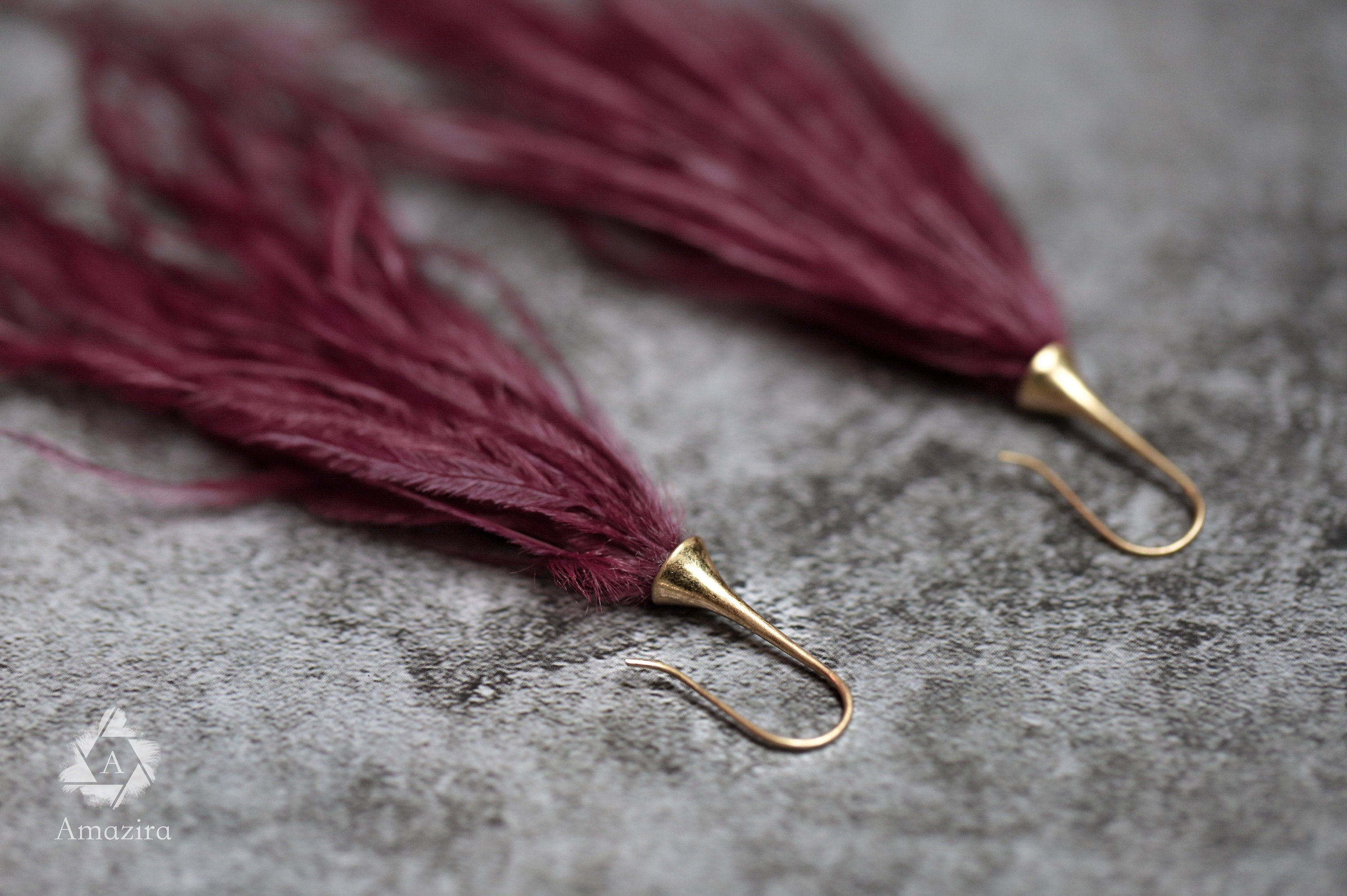 Ostrich Dangle tassel earrings