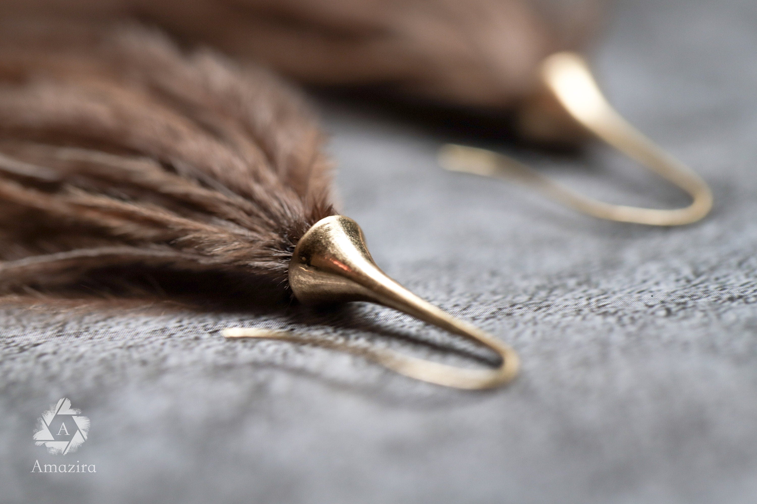 Ostrich unique tassle earrings