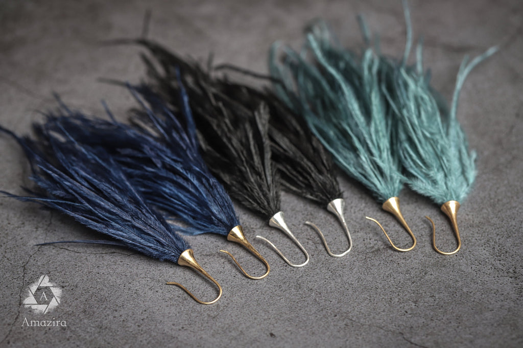 Ostrich unique tassle earrings