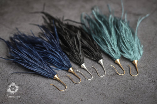 Ostrich unique tassle earrings