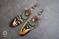 Boucles d'oreilles en plumes faites main vertes et marrons