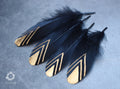 Gold painted pattern black feather, 15-20 cm, 6-8 inches