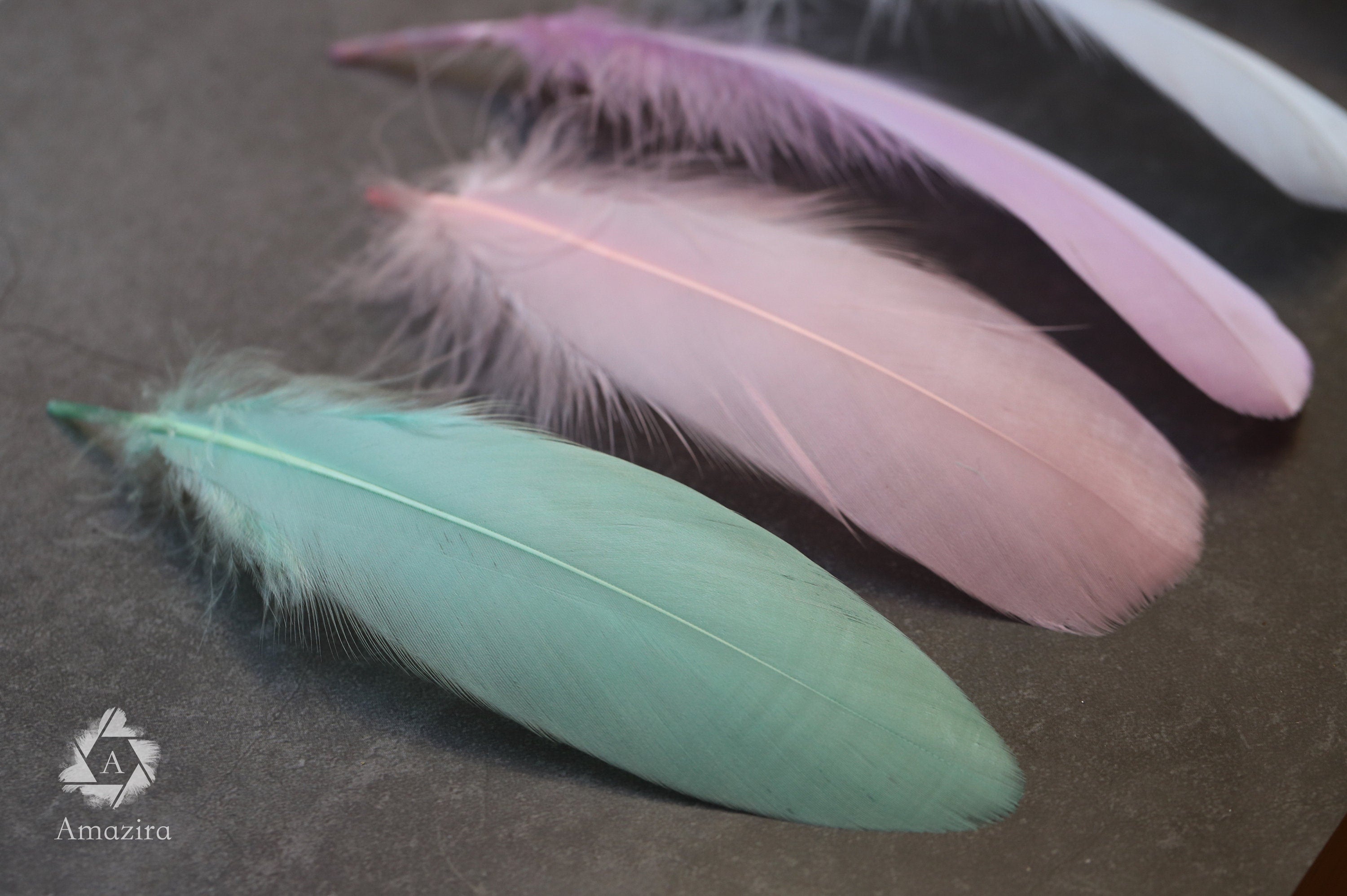 100 FEATHERS! CLEARANCE Last Chance! Baby colour feathers, Nagori goose feathers, Unicorn, 7-12 CM , 3-5 inches, blue, pink, purple, white