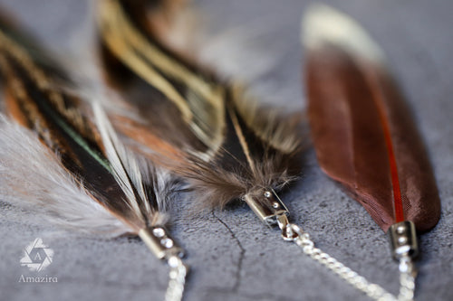 Boucles d'oreilles pendantes extra longues en plumes naturelles