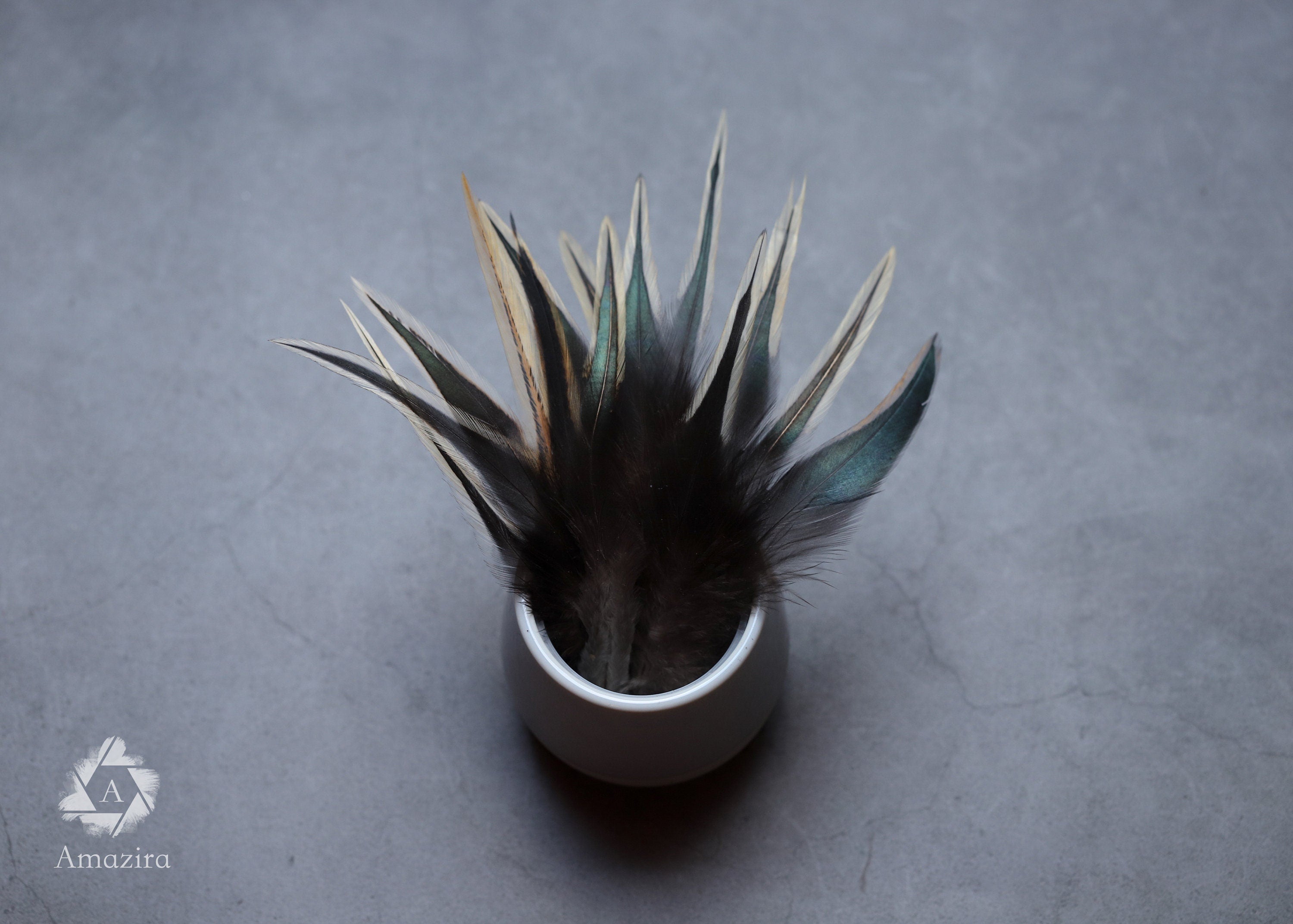 Black and gold tail rooster feathers 8-10 cm 3-4 inches