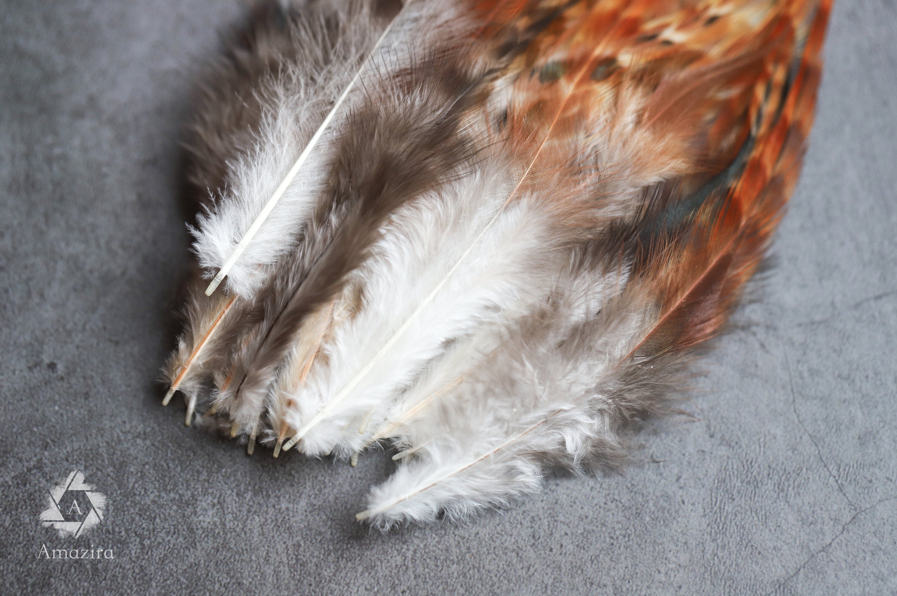 Natural ginger grizzly bulk feathers 10-12 cm -4'-5'' inches
