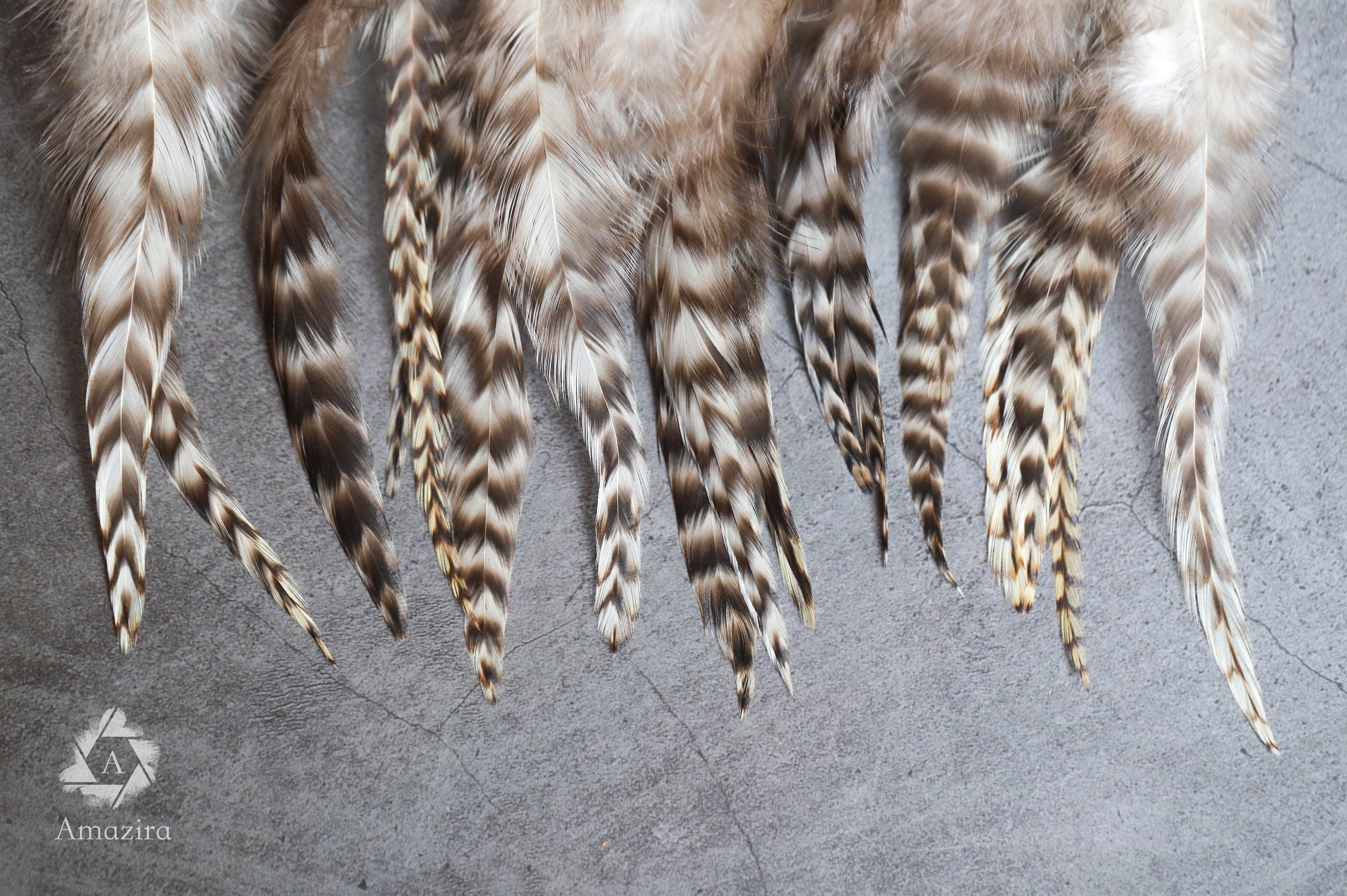 7-12 cm 3-5 inches Natural grizzly bulk feathers