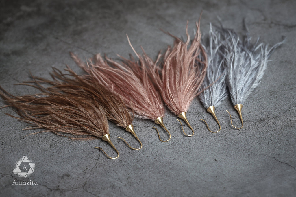 Ostrich unique tassle earrings