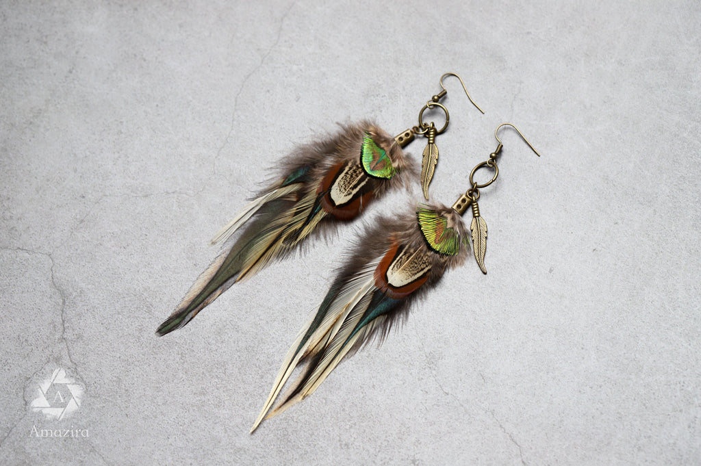 Peacock feather earrings