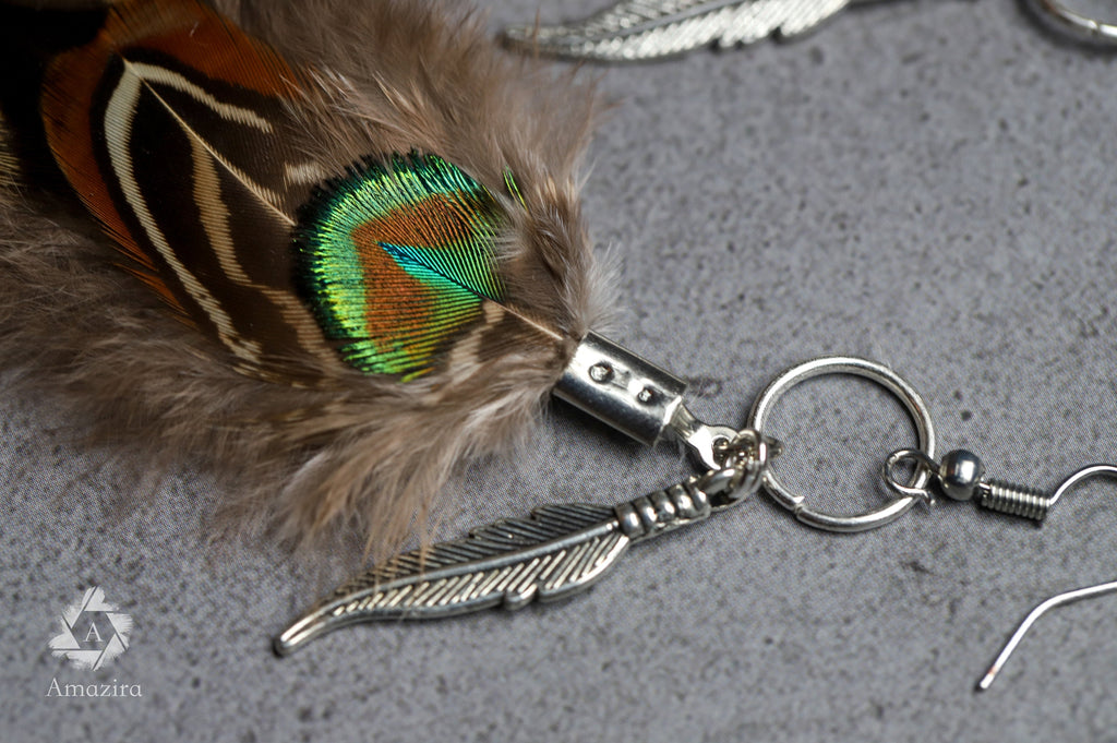 Peacock feather earrings