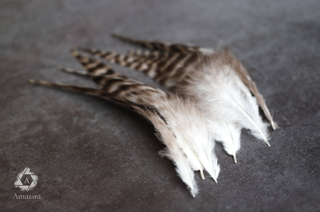 7-12 cm 3-5 inches Natural grizzly bulk feathers