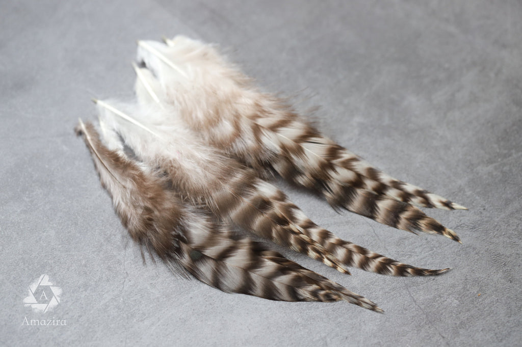 7-12 cm 3-5 inches Natural grizzly bulk feathers