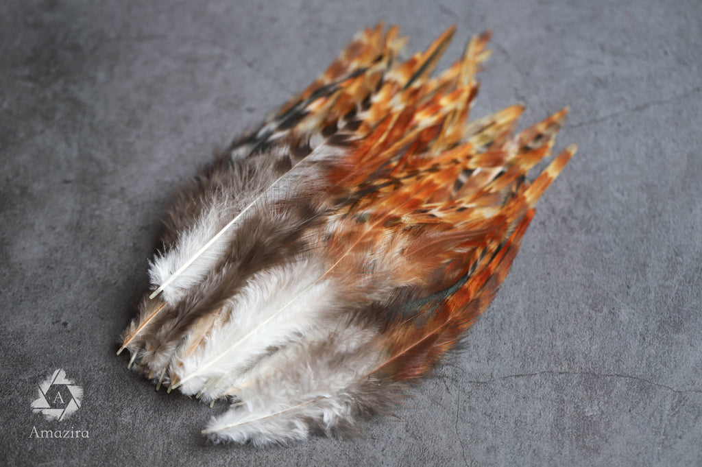 Natural ginger grizzly bulk feathers 10-12 cm -4'-5'' inches