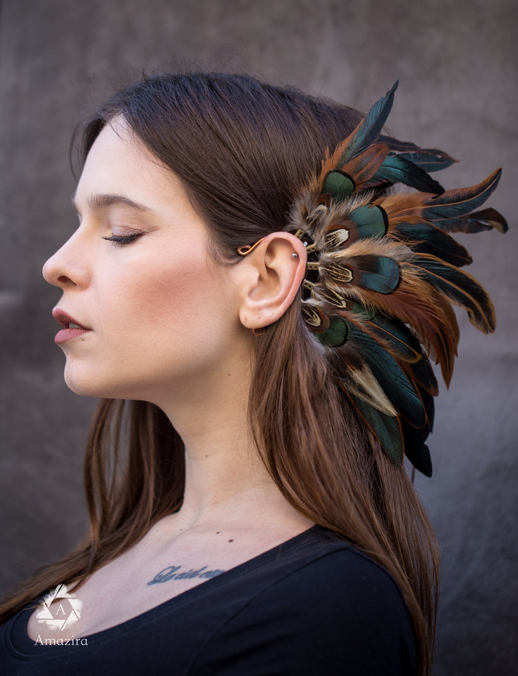Show costume feather ear cuff