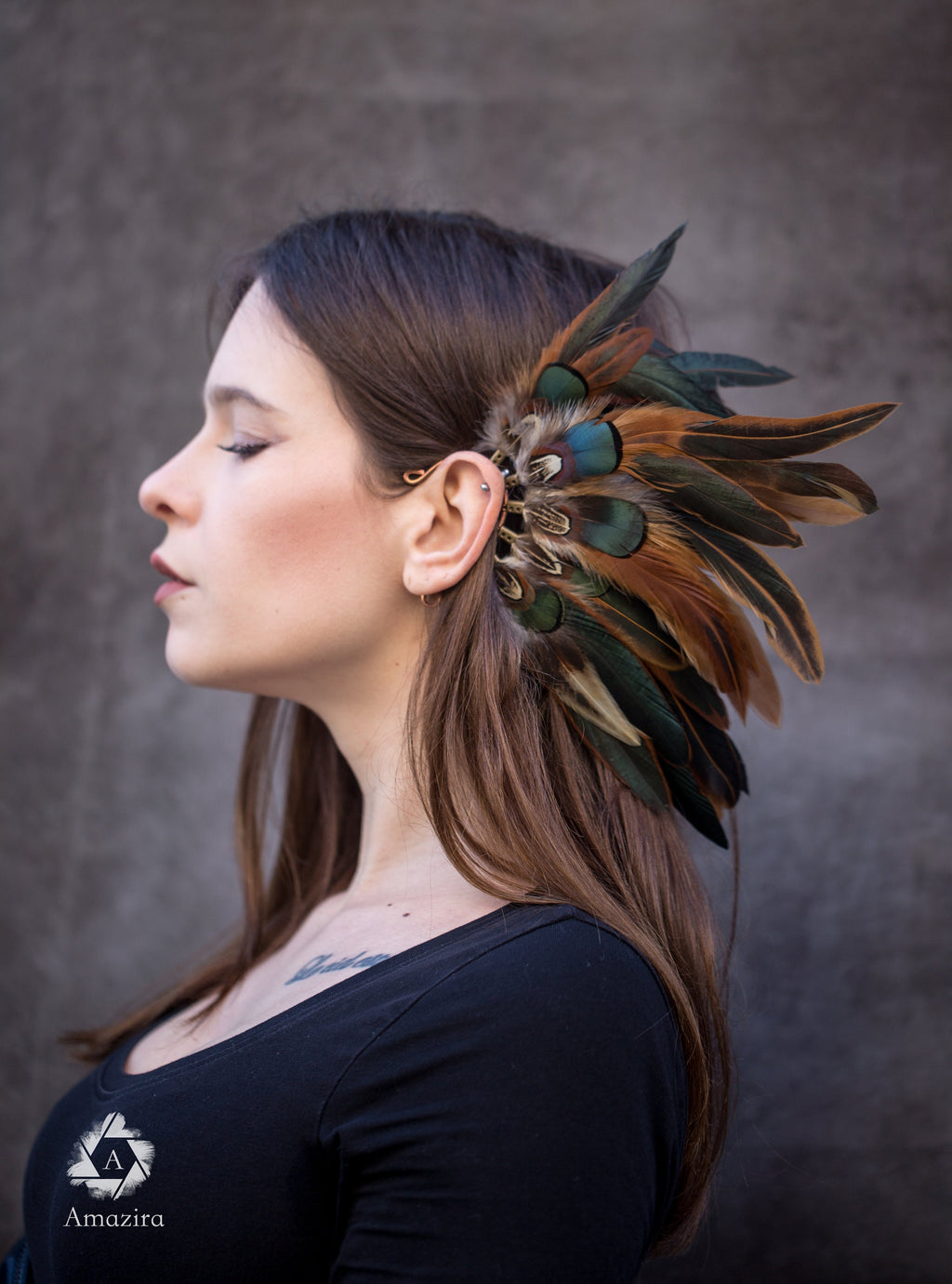 Show costume feather ear cuff