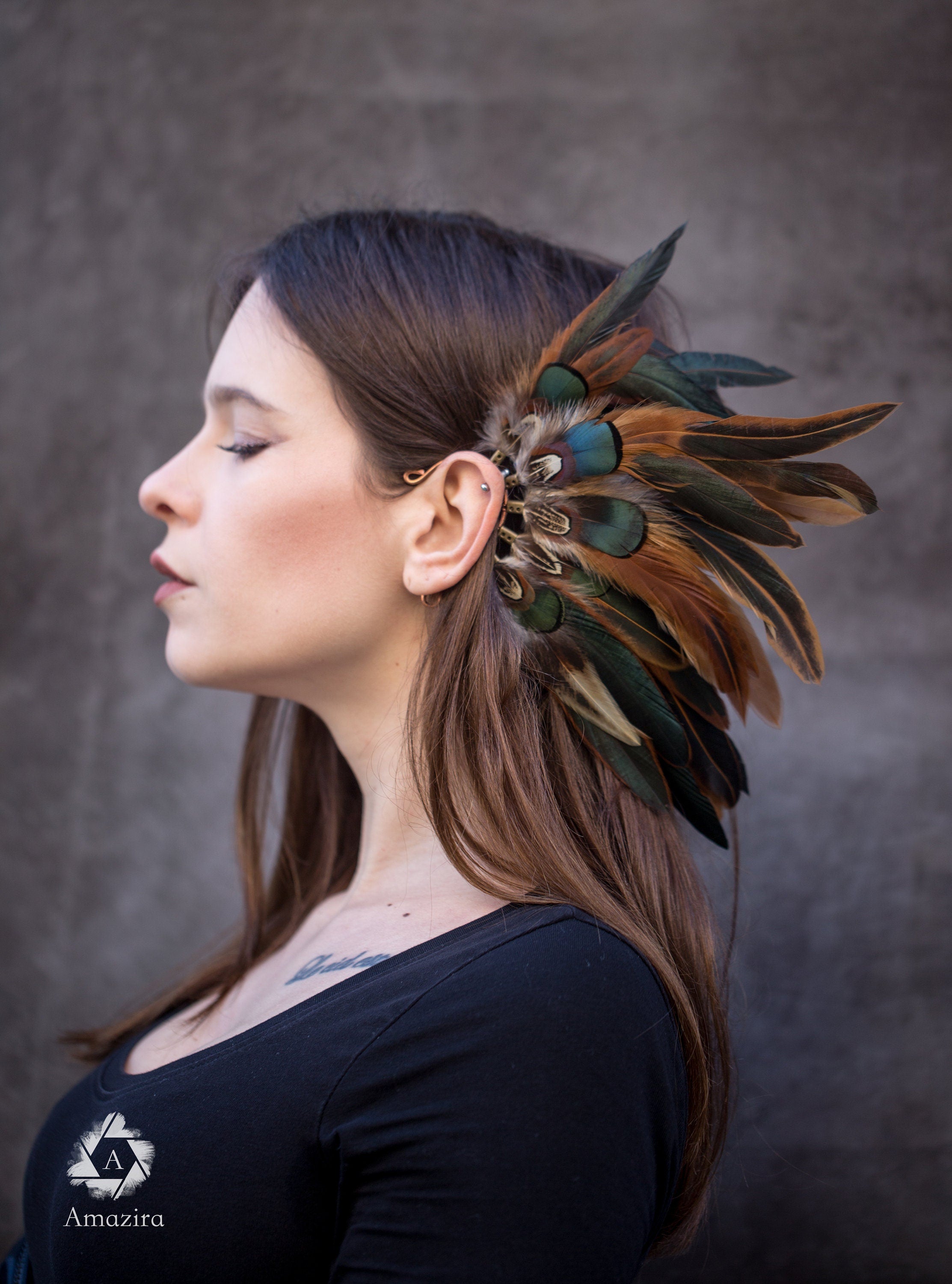 Show costume feather ear cuff