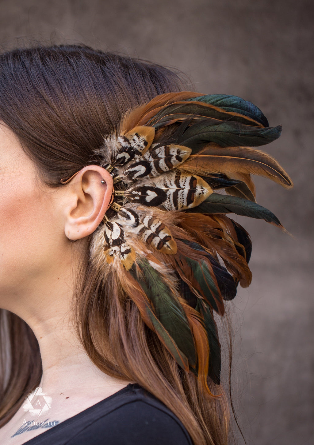 Festival burning man feather ear cuff
