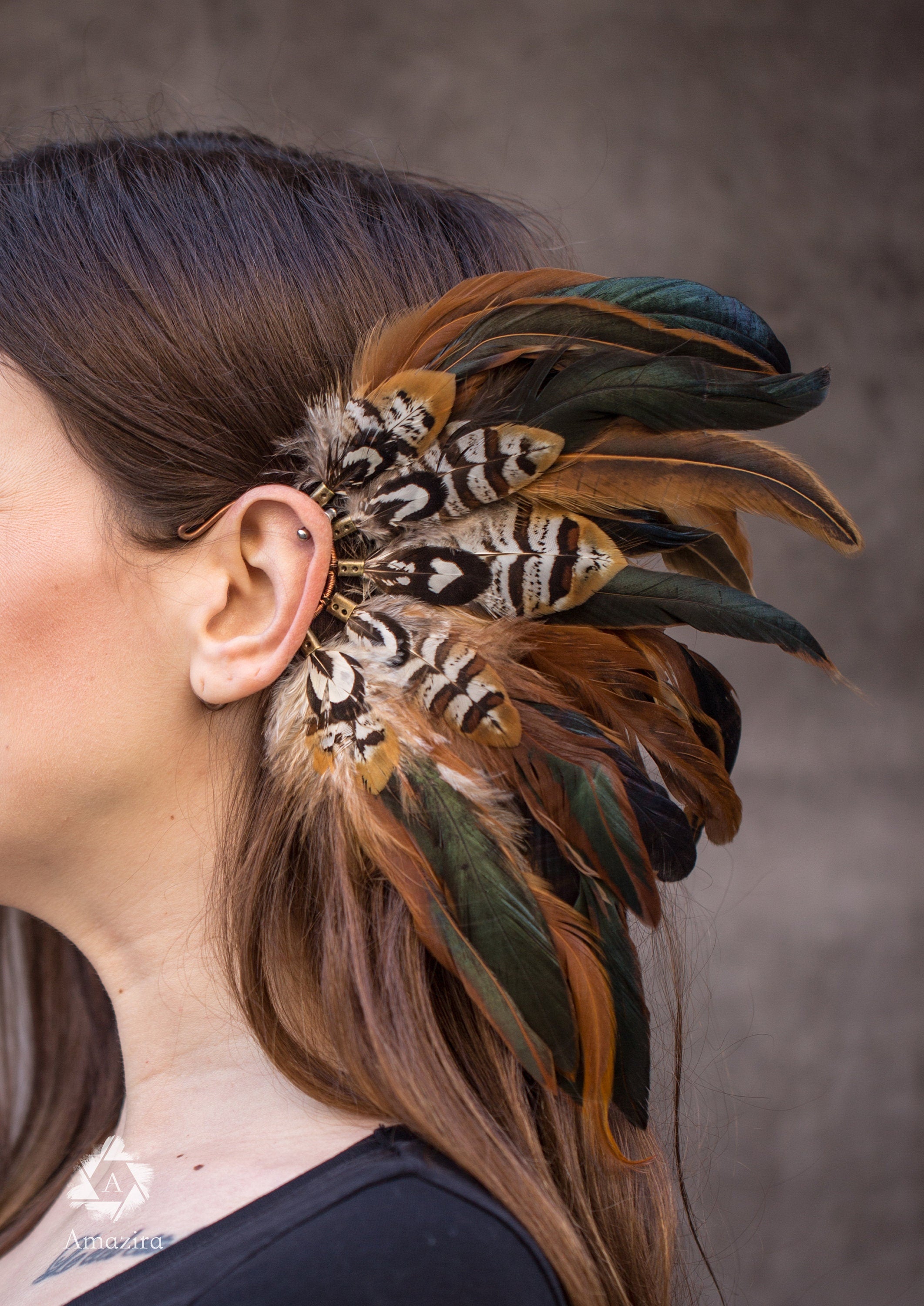 Festival burning man feather ear cuff