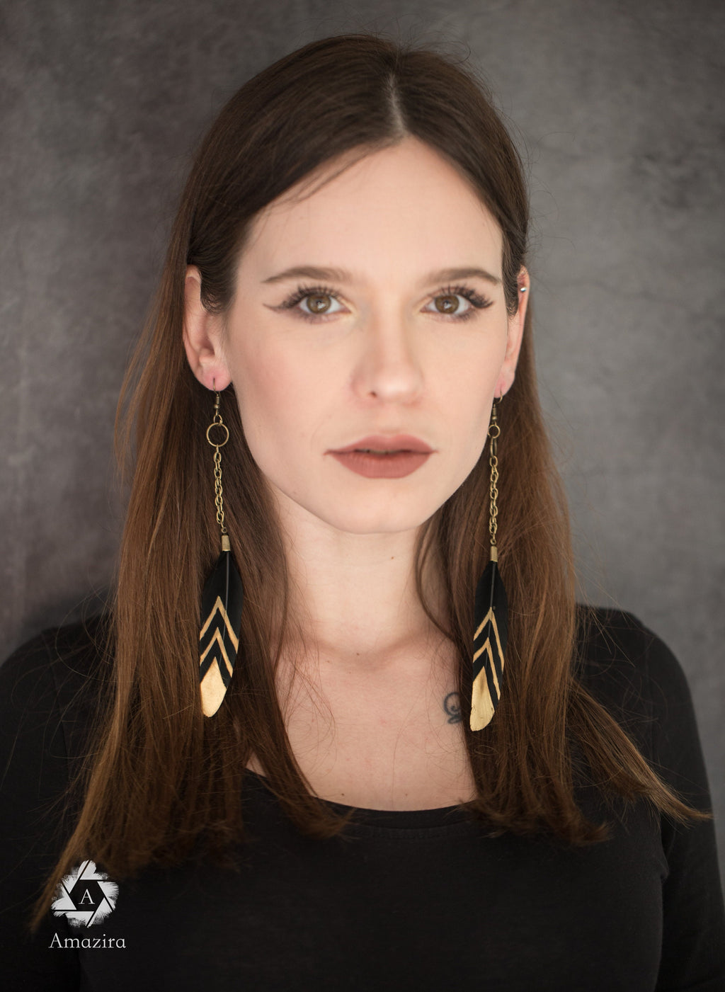 Hand painted feather earrings