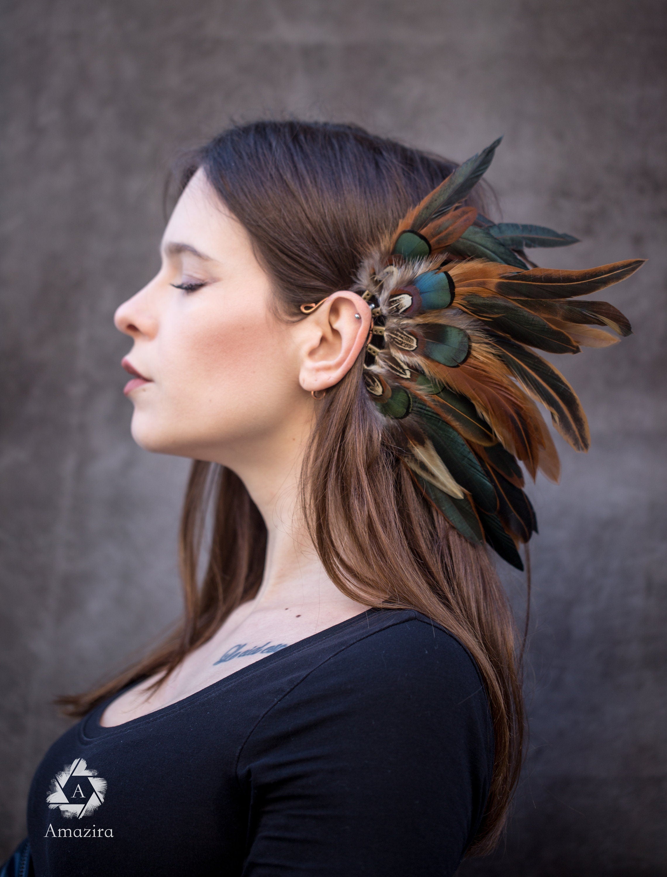 Show costume feather ear cuff